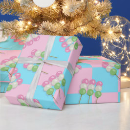 Pastellrosa Blau Schachtelhaltiges Dango Wrapping  Geschenkpapier