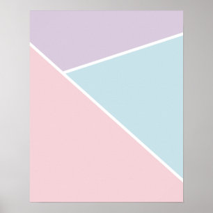 Pastellrosa, Blau und Lila geometrisch Poster