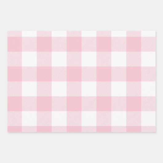 Pastellrosa Blau und Lila Ostern Gingham Multi Geschenkpapier Set (Vorderseite)