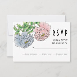 Pastellrosa, blaue Blume Hochzeit RSVP Karte