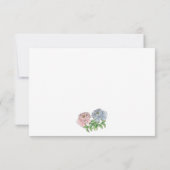 Pastellrosa, blaue Blume Hochzeit RSVP Karte (Rückseite)
