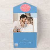 Pastellrosa blaue Hochzeit in einer Einladung (Außenbereich)