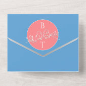 Pastellrosa blaue Hochzeit in einer Einladung (Rückseite)