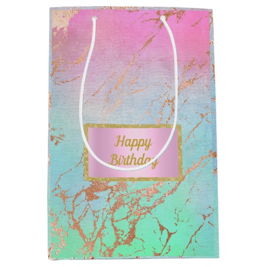 Pastellrosa-blaue Marmorgeschenktüte Gefallen neue Mittlere Geschenktüte (Vorderseite)