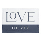 Pastellrosa-blaue Serif-Liebe-Typografie Kissenbezug (Rückseite-Links)