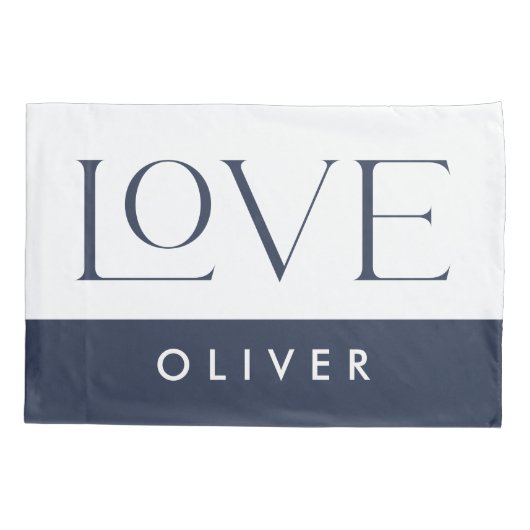 Pastellrosa-blaue Serif-Liebe-Typografie Kissenbezug (Rückseite-Links)