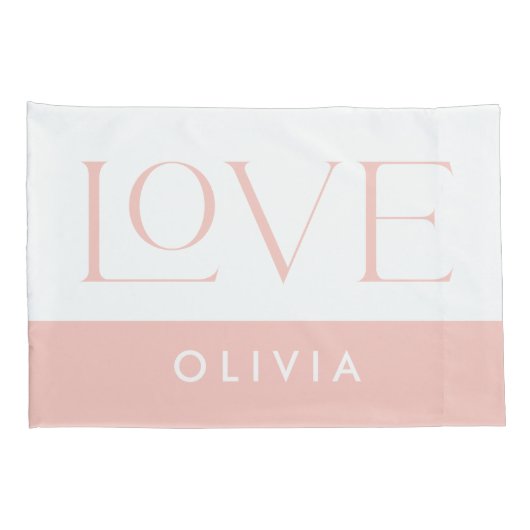 Pastellrosa-blaue Serif-Liebe-Typografie Kissenbezug (Rückseite-Rechts)