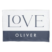 Pastellrosa-blaue Serif-Liebe-Typografie Kissenbezug (Vorderseite-Links)