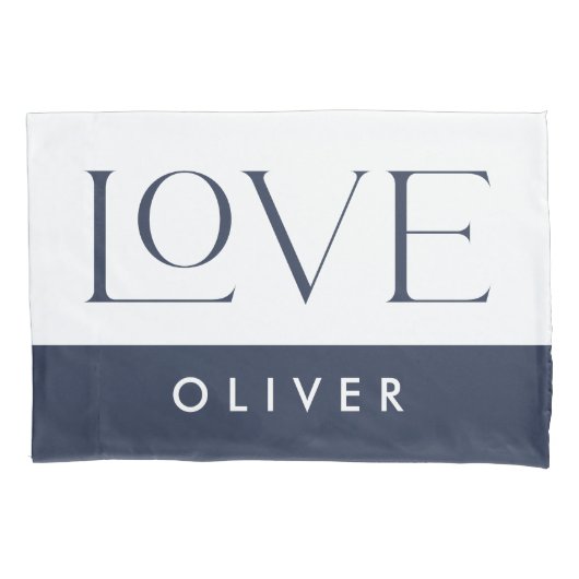 Pastellrosa-blaue Serif-Liebe-Typografie Kissenbezug (Vorderseite-Links)