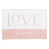 Pastellrosa-blaue Serif-Liebe-Typografie Kissenbezug (Vorderseite-Rechts)