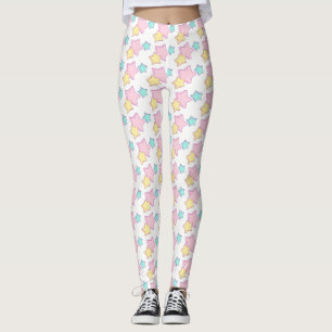 Pastellrosa-blaue und gelbe Sterne drucken Muster Leggings