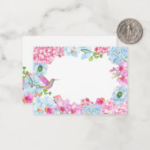 Pastellrosa blauer Zweig mit Vogel Mitteilungskarte (Vorderseite/Rückseite Beispiel)