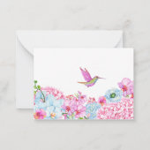 Pastellrosa blauer Zweig mit Vogel Mitteilungskarte (Rückseite)