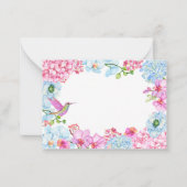 Pastellrosa blauer Zweig mit Vogel Mitteilungskarte (Vorderseite)