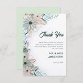 Pastellrosa blaues Blumenpapier Dankeskarte (Vorne/Hinten)