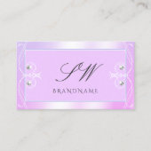 Pastellrosa Blaues Sparkle Karo Monogram Verziert Visitenkarte (Vorderseite)