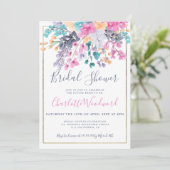 Pastellrosa blühendes Brautparty Einladung (Stehend Vorderseite)