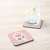 Pastellrosa Blume Blütenblatt mit Stamm Getränkeuntersetzer (Rechte Seite)