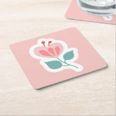 Pastellrosa Blume Cartoon Rechteckiger Pappuntersetzer (angewinkelt)