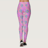 Pastellrosa Blume Doodle Dot Print Leggings (Rückseite)