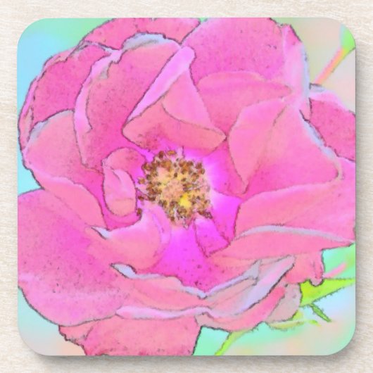 Pastellrosa-Blume Getränkeuntersetzer (Vorderseite)