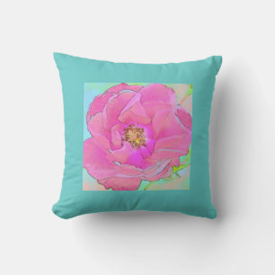 Pastellrosa Blume-Light Blue Border Kissen