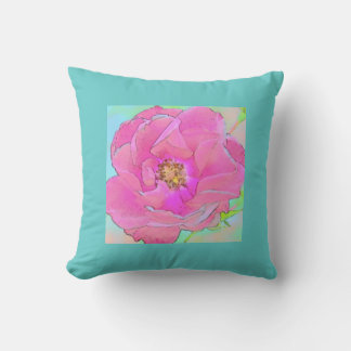 Pastellrosa Blume-Light Blue Border Kissen