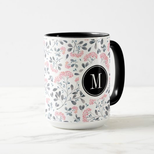 Pastellrosa Blume Muster Tasse (VorderseiteRechts)