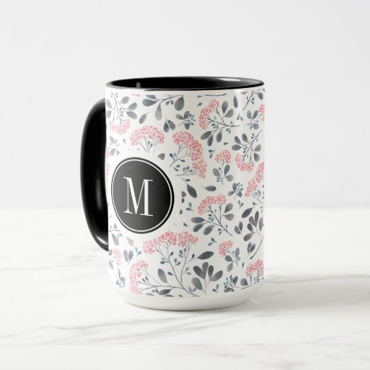 Pastellrosa Blume Muster Tasse (Vorderseite Links)