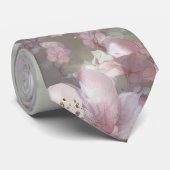 Pastellrosa Blumen- und Schmetterlingsmuster Krawatte (Gerollt)