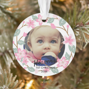 Pastellrosa Blumenkranz Baby-Andenken Ornament