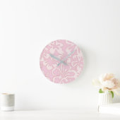 Pastellrosa Blumenkunst Runde Wanduhr (Zuhause)