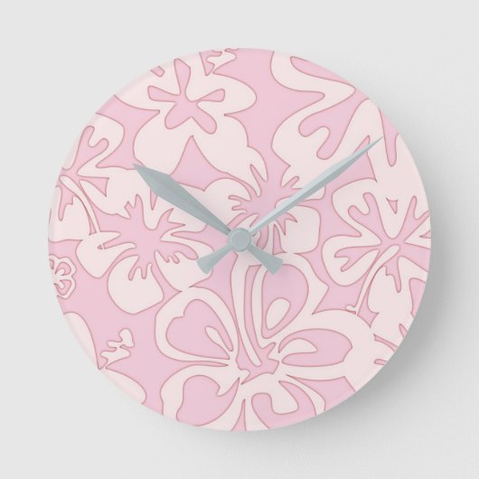 Pastellrosa Blumenkunst Runde Wanduhr (Vorderseite)