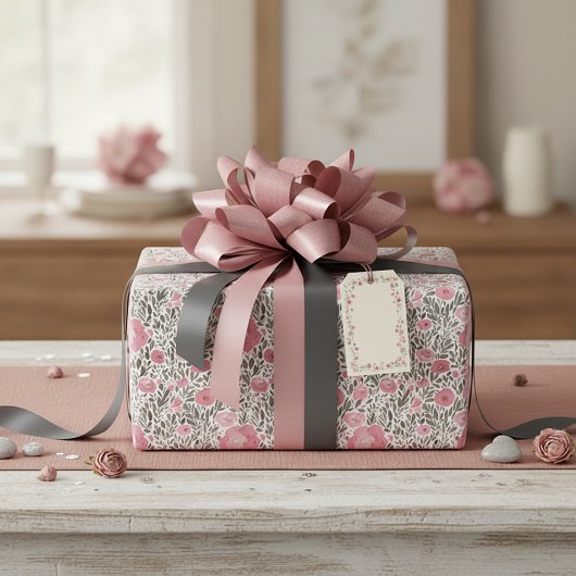 Pastellrosa Blumenmuster Geschenkpapier
