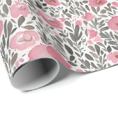 Pastellrosa Blumenmuster Geschenkpapier (Rolleneckpunkt)