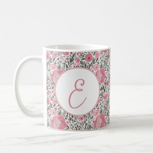 Pastellrosa Blumenmuster Kaffeetasse (Links)