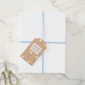 Pastellrosa Blumenmuster mit Tauben Geschenkanhänger (Mit Garn)