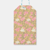 Pastellrosa Blumenmuster mit Tauben Geschenkanhänger (Rückseite)