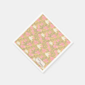 Pastellrosa Blumenmuster mit Tauben Serviette (Ecke)