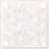 Pastellrosa Blumenmuster Nahtloses Muster. Glasuntersetzer (Rückseite)