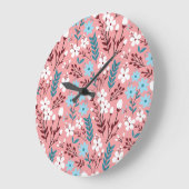 Pastellrosa Blumenmuster Nahtloses Muster. Große Wanduhr (Winkel)