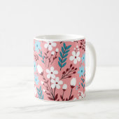Pastellrosa Blumenmuster Nahtloses Muster. Kaffeetasse (VorderseiteRechts)