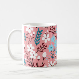 Pastellrosa Blumenmuster Nahtloses Muster. Kaffeetasse