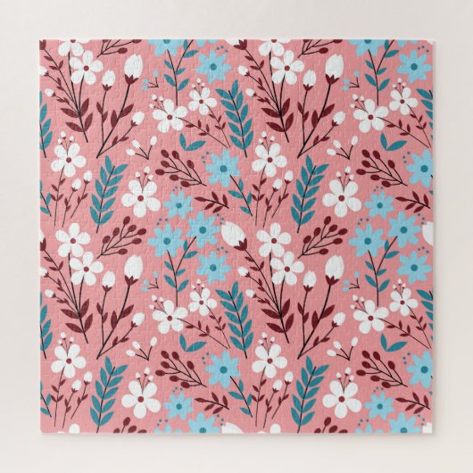 Pastellrosa Blumenmuster Nahtloses Muster. Puzzle (Vertikal)