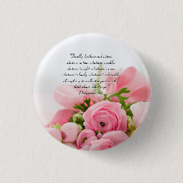 Pastellrosa-Blumenstrauß des Blumen-Bibel-Verses Button