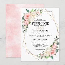 Pastellrosa Blush Rose Geometrische Hochzeit der B Einladung