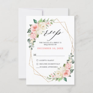 Pastellrosa Blush Rose Geometrische Hochzeit der B RSVP Karte