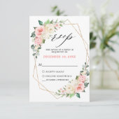 Pastellrosa Blush Rose Geometrische Hochzeit der B RSVP Karte (Stehend Vorderseite)