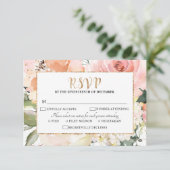 Pastellrosa Blush Rose Geometrische Hochzeit der B RSVP Karte (Stehend Vorderseite)