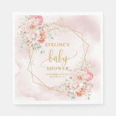 Pastellrosa Blütenduschcocktail Serviette (Vorderseite)
